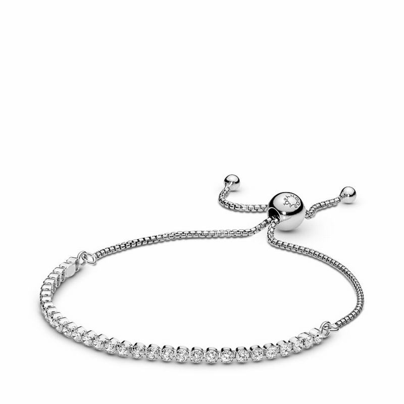 Pandora Sparkling Slider Tennis Bracelet - Sterling Silver/Silicone/Cubic Zirconia - Canada | CR9538